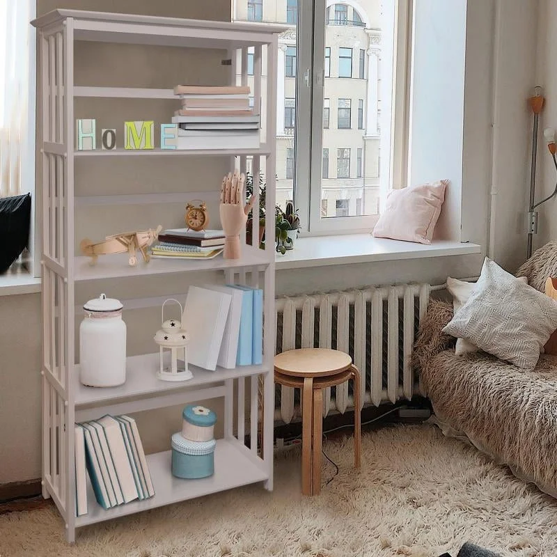 

Mission Style 5-Shelf Bookcase - White