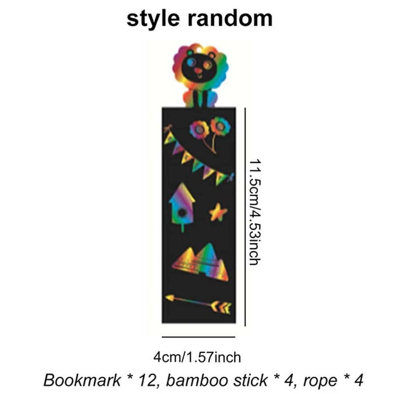 12PCS Bookmark Scratch Paper DIY Children Painting Toys Puzzle Early Education Toys Kids Birthday Gift Scratch Painting TMZ 6