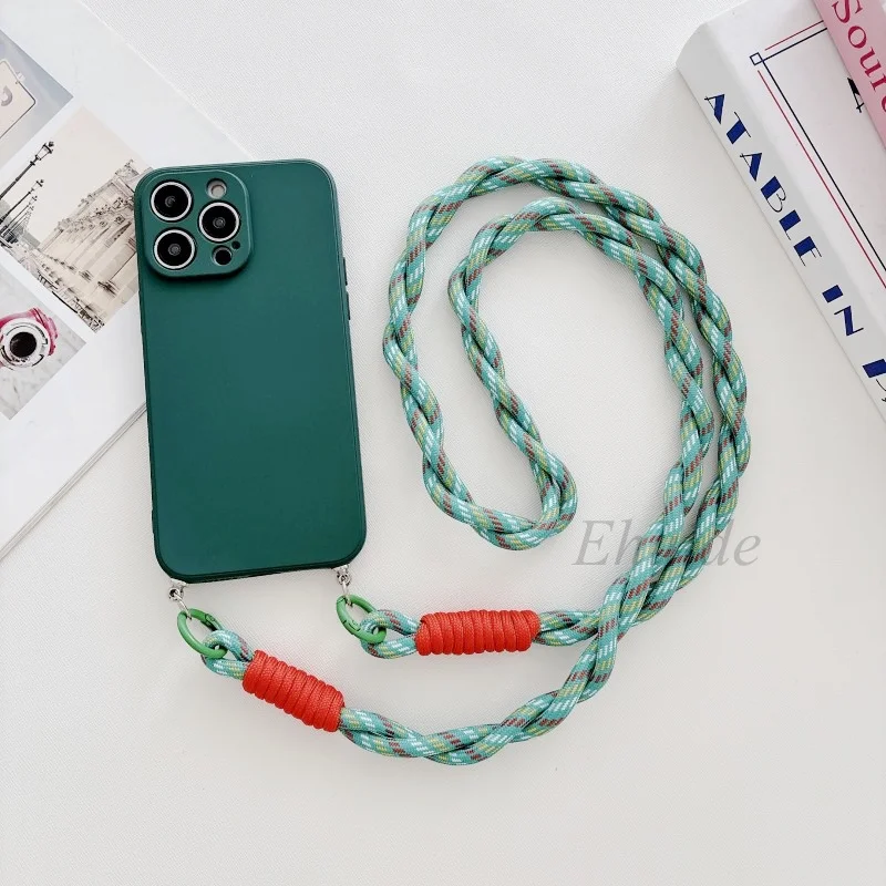 Colorful Crossbody Lanyard Strap Shockproof Phone Case with Soft Cover