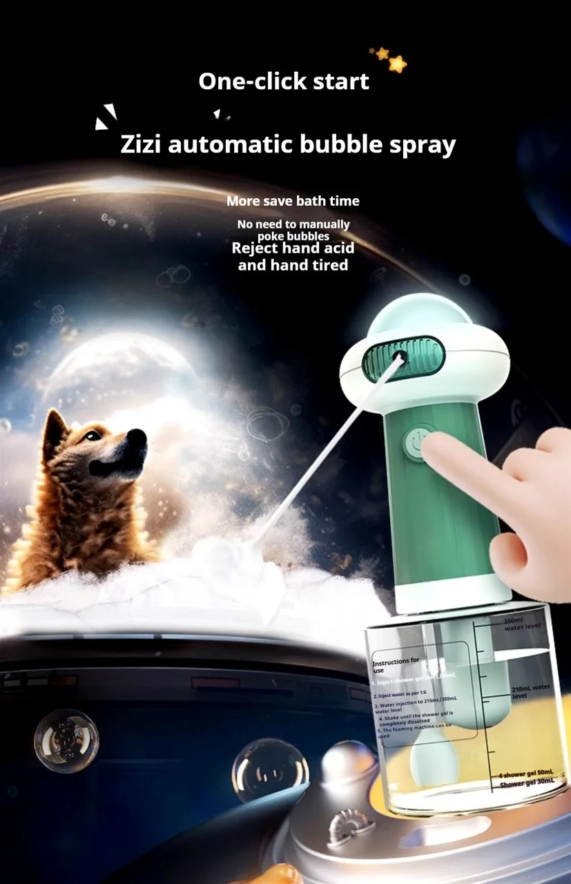 Automatic Dog Soap Dispenser - Wireless USB Pet Grooming Foam Sprayer
