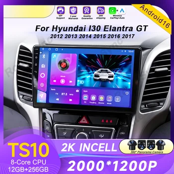 Autoradio Android 16 Carplay Auto Per Hyundai I30 Elantra GT 2012 2013 2014 2015 2016 Navigazione GPS Lettore Multimediale 4G Stereo