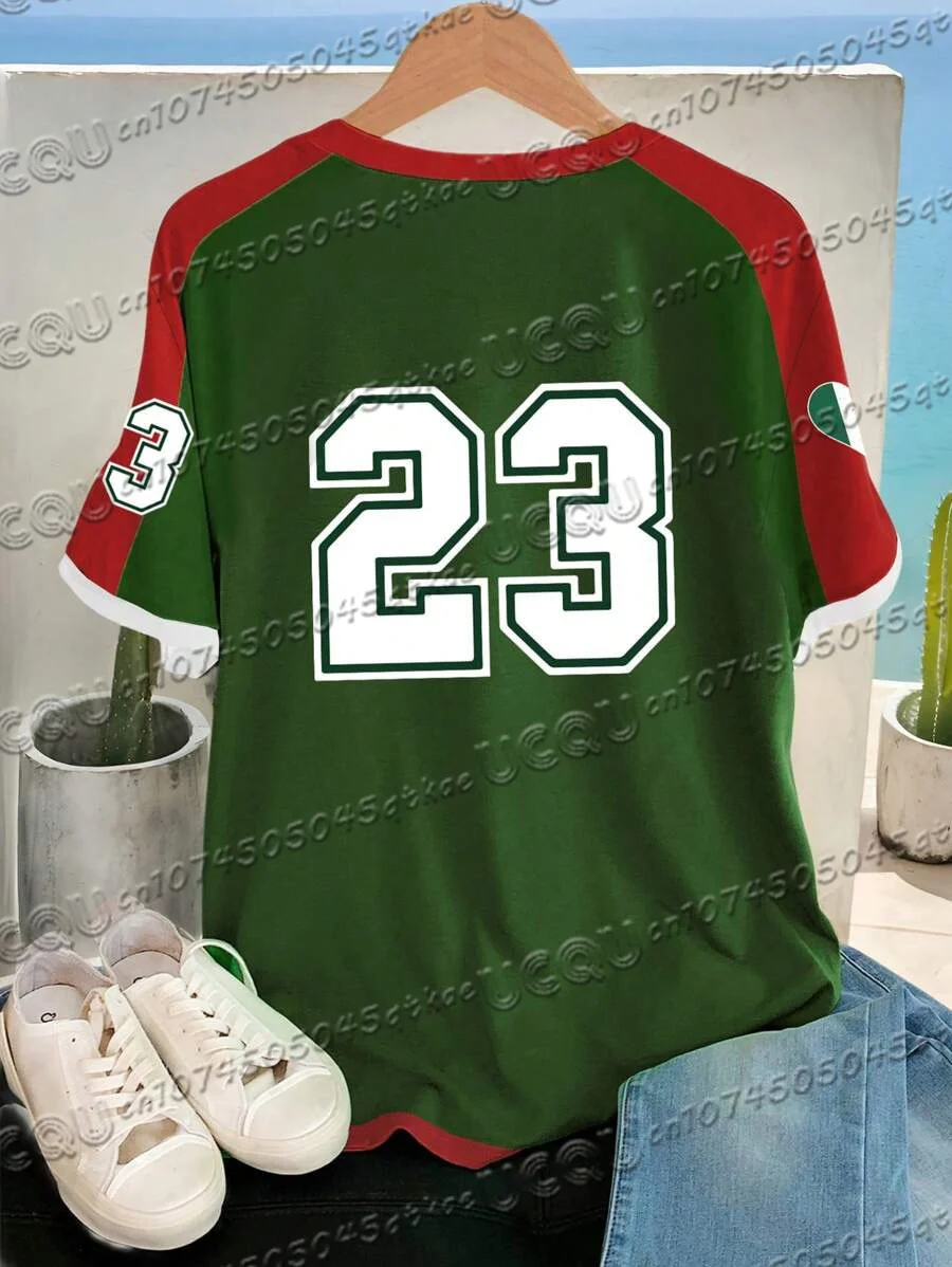 Women'S Mexican Digital Printed Football Jersey T-Shirt V-Neck Loose Quick Drying Short Sleeved Sportswear Casual Clothing Top 4