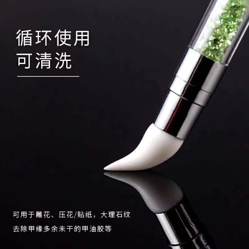 Nail Art Silicone Brush Carving Painting Embossing Pen UV Gel DIY Polish Dual-Head Mirror Powder Sculpture Manicure Tool 5Pcs nail art brush