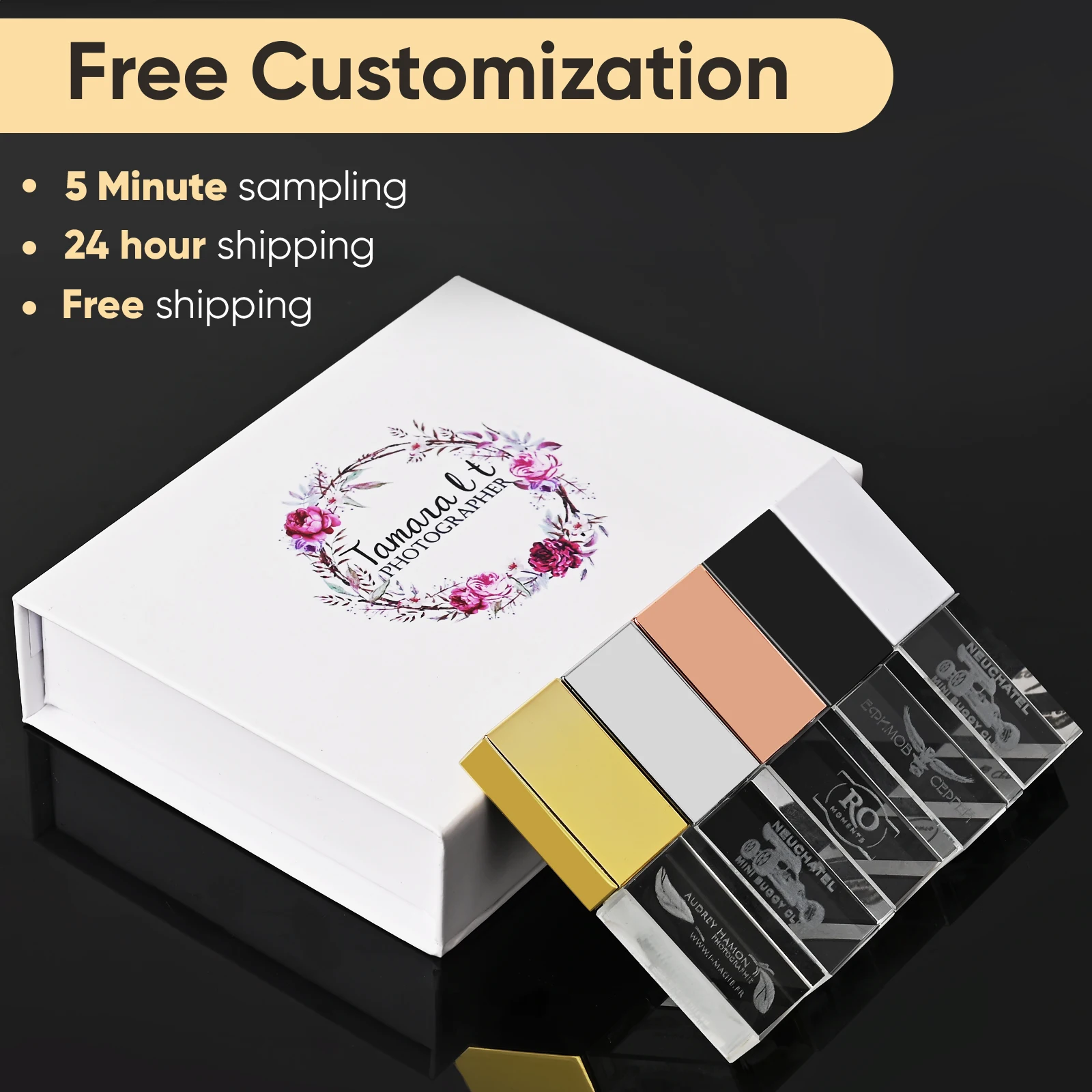 JASTER 투명 유리 USB 3.0, 자동차 로고 USB 펜 드라이브, USB 플래시 드라이브, 메모리 드라이브 스틱 펜, 자동차 선물, 4GB, 16GB, 32GB, 64GB