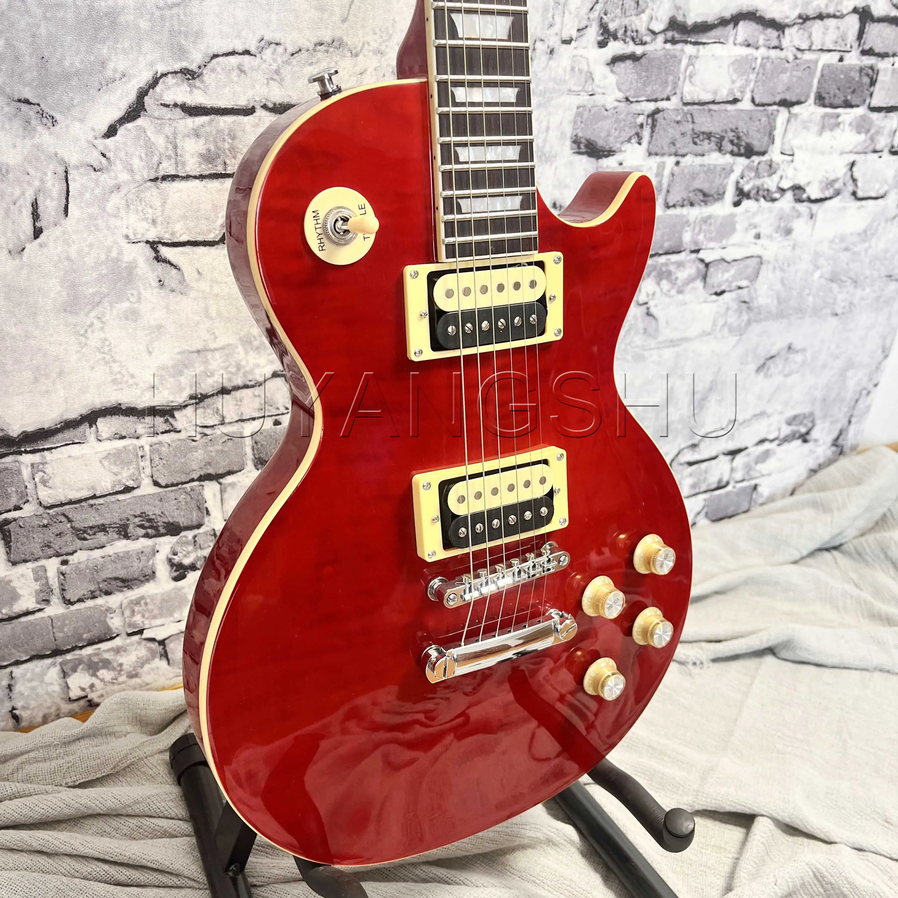 

Электрическая гитара с классической инкрустацией, фингерборд из палисандра, шпон премиум-класса, искусственная кожа, быстрая доставка, бесплатная доставка