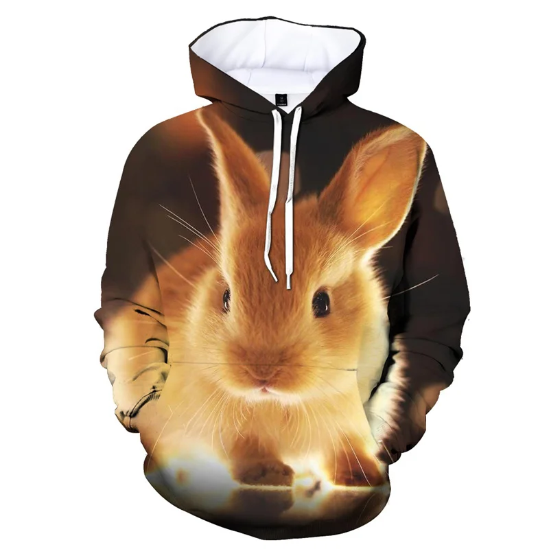 thumbnail image 1 of Sudadera con capucha con estampado 3D de animales, linda sudadera con patrón de conejo, sudadera deportiva informal de manga larga para hombres y mujeres, sudaderas con capucha para niños de otoño, 1 of 5