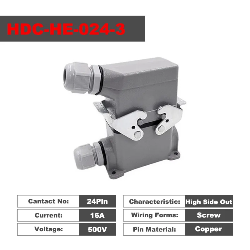 Heavy Duty Connectors HDC-HE-024-1/2/3/4 F/M 24pin Screw connection  Industrial rectangular connector plug 16A 500V - AliExpress 13 HDC HE 6ピン ヘビーデューティーコネクタインサート 500V 16A コンタクト 産業用スクリュープラグソケット サイド/ト