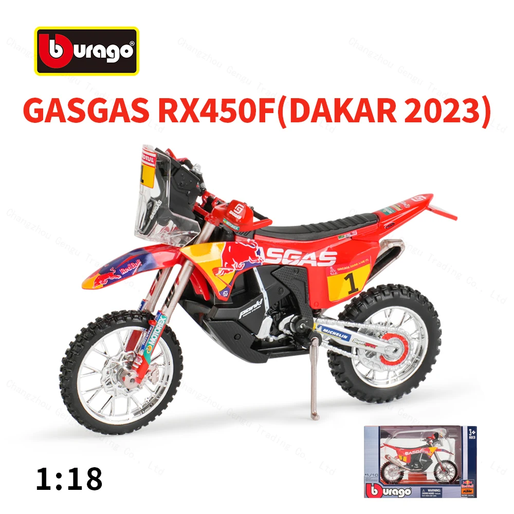 Bburago 1:18 GASGAS RX450F Dakar 2023 Die Cast Vehicles
