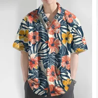 Summer Fashion Men's Shirt 3d Beach Flower Print Hawaiian Shirts For Men Beach Casual Shirt Oversize Men Clothing New Men Shirts 1