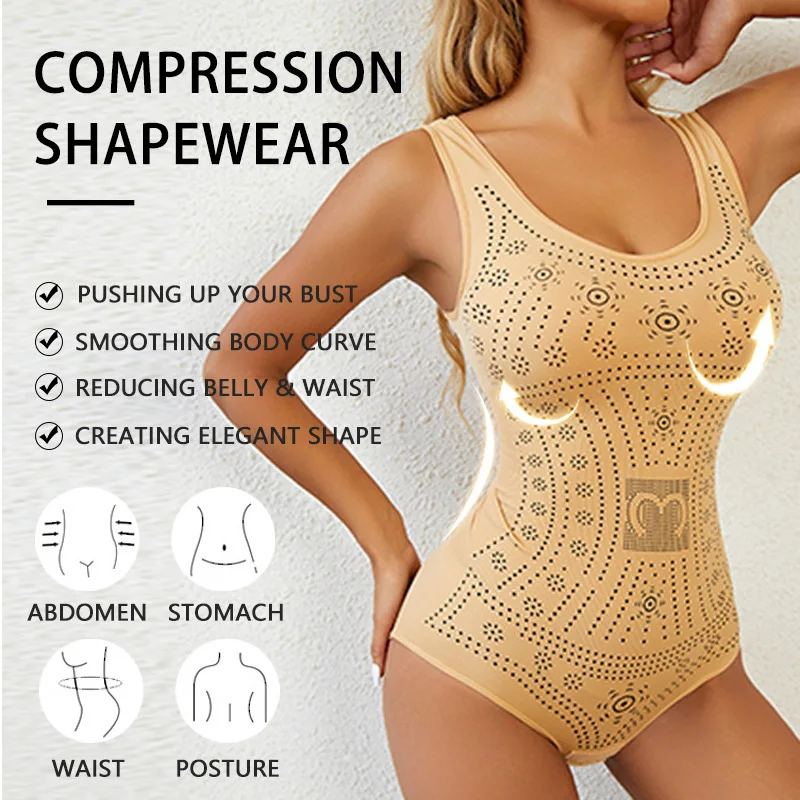 Body Gainant Grande Taille Pour Femmes - Entrejambe Ouvert, Imprimé, Sans Couture, Post-partum