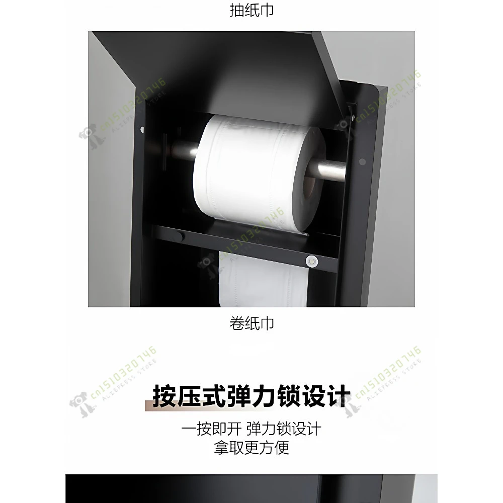 Hidden 304 Stainless Steel Trash Can Built-in Tile Mounted Toilet Niche Bathroom