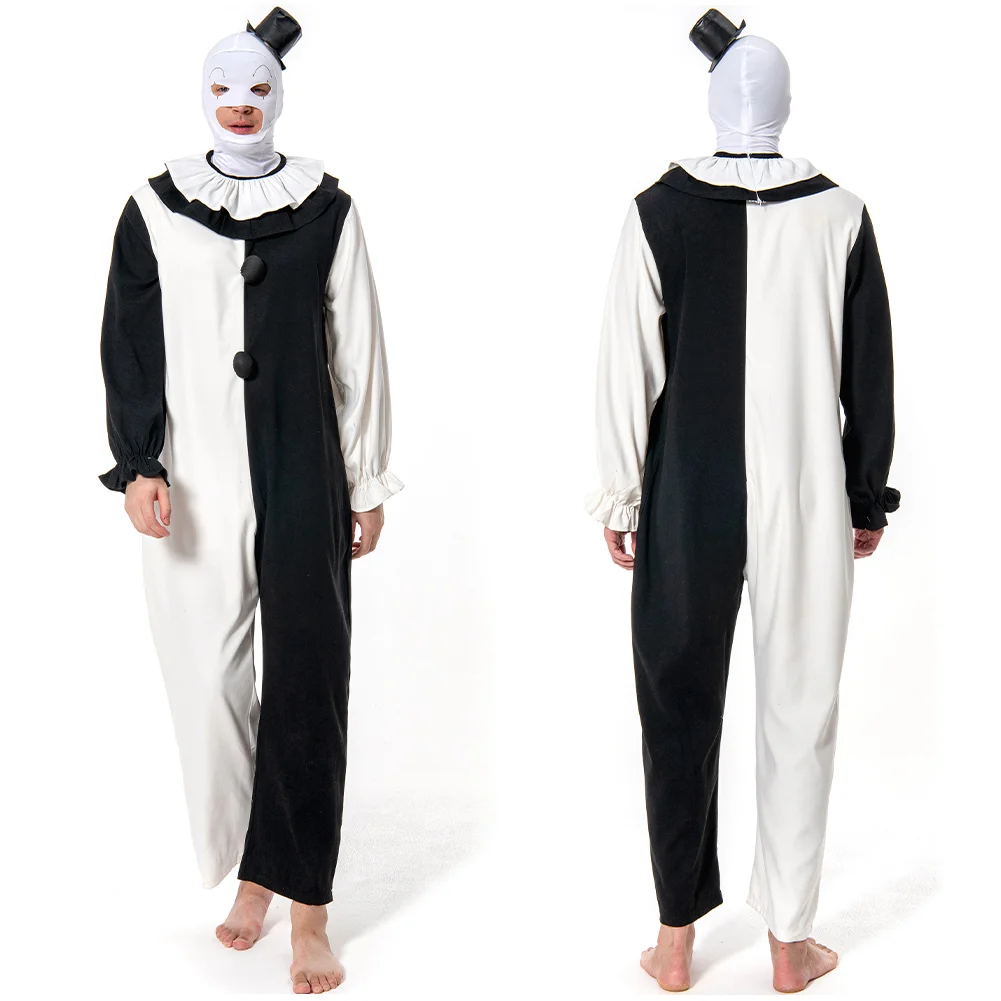 

Terrifier 2 Art the Clown Cosplay Costume Jumpsuit Hat Adult Men Outfits Halloween Carnival Suit