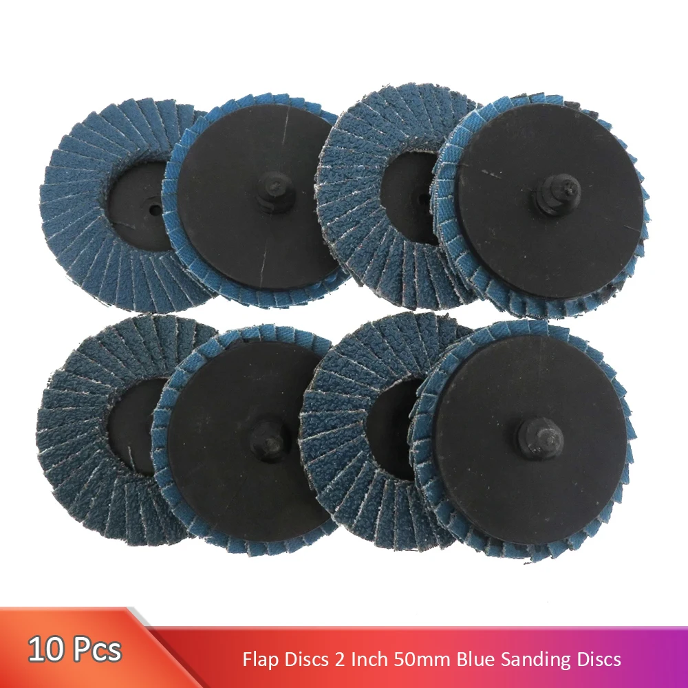 

10 Pcs Flap Discs 2 Inch 50mm Blue Sanding Discs 40 60 80 120 Grit Grinding Wheels Blades For Angle Grinder