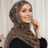 Lurex Glitter Gold Scarf Women Muslim Shimmer Hijab Solid Color Headscarf Shiny Shawls Islamic Pashmina Bandana Foulard femme 2