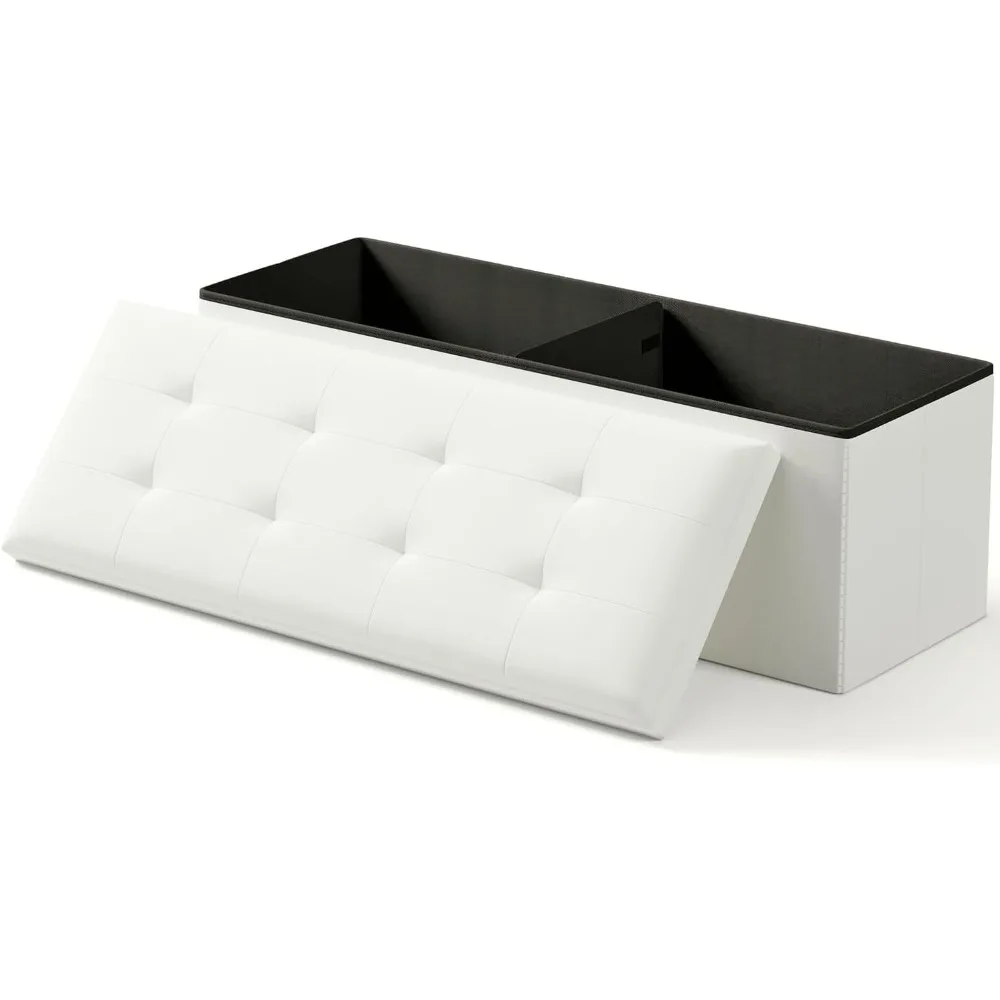 Storage Ottoman Bench, Folding Ottoman Foot Rest, 15 x 43 x 15 Inches, End of Bed Bench,Storage Chest, for Living Room, Bedroom,