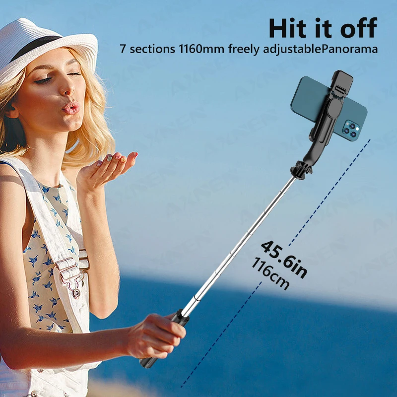 L13D 셀카봉 삼각대, 필라이트 백라이트, 여행 라이브 방송 브이로그용, 스마트폰용 360 ° 회전 전화 홀더, 신제품