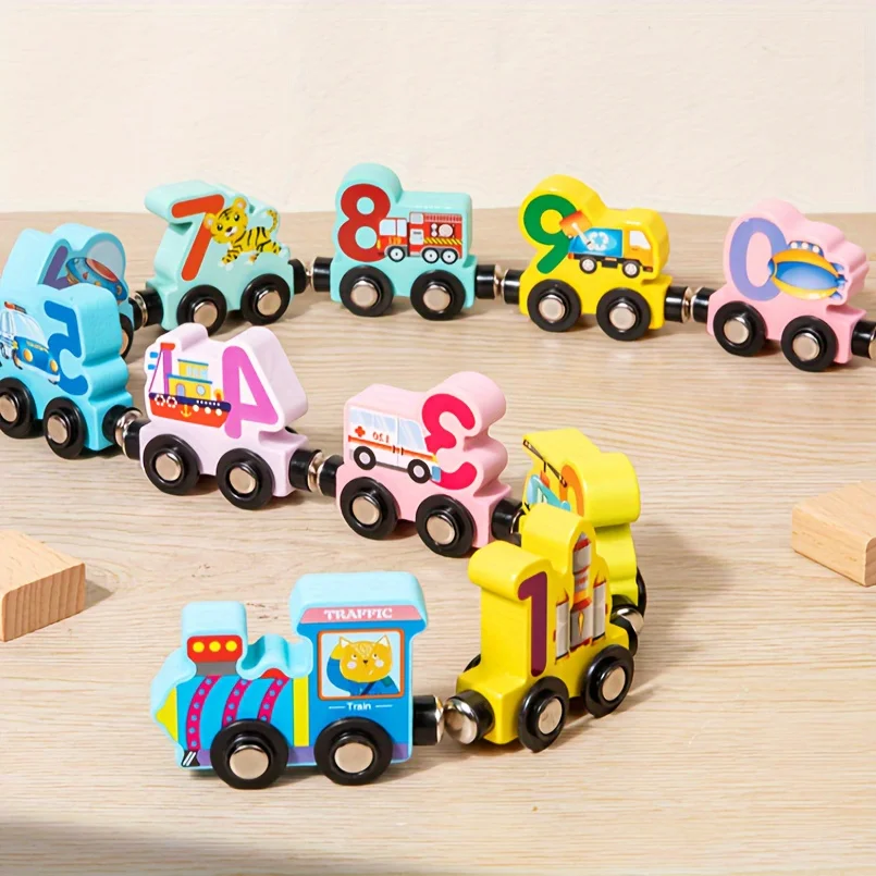 Wooden Magnetic Train Puzzle Set: Colorful Cartoon Design, Enhances Early Learning and Cognitive Skills