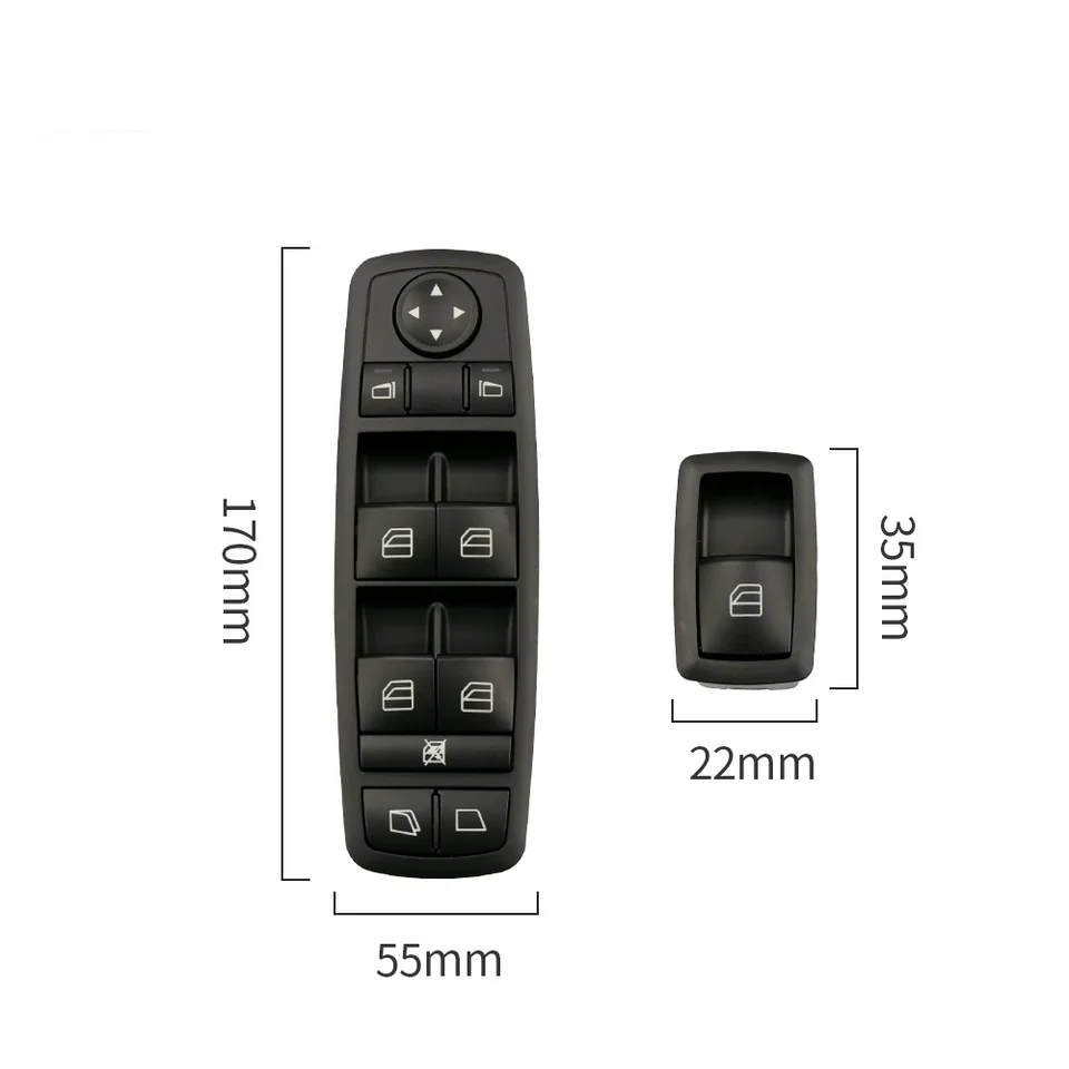Interruttore Alzacristalli Elettrico Posteriore Per Mercedes Classe A W169, B W245, ML W164, GL X164, R W251 - Ricambio Aftermarket