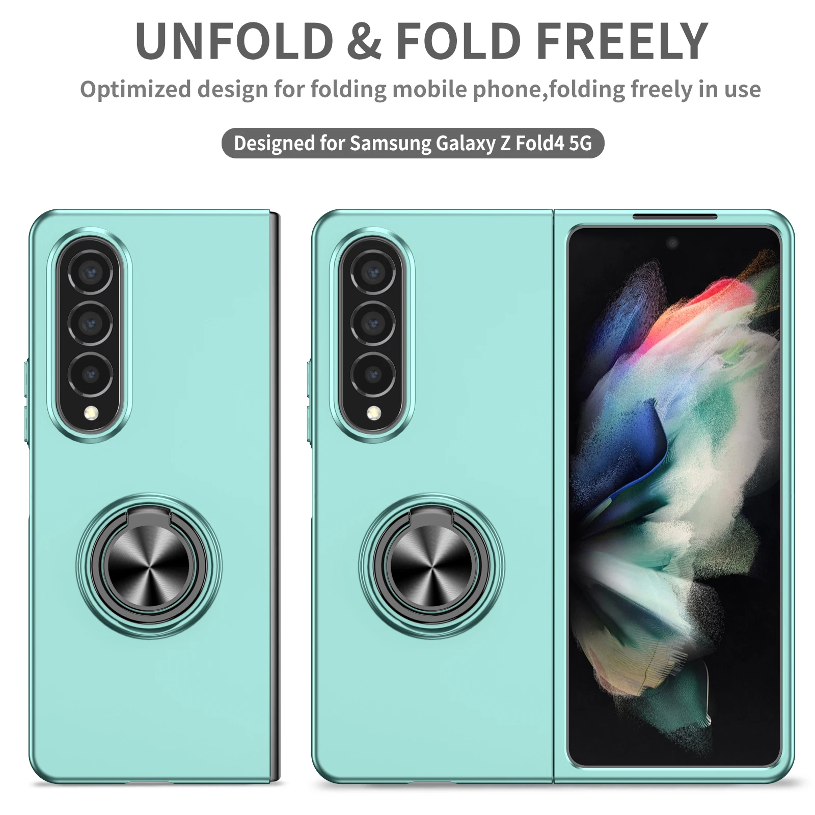 Shockproof Comfortable Ring Holder Case For Samsung Galaxy Z Fold 4 5G Fold3 Fold2 Fold4 Fold 3 2 Non-Slip Hard Folding Cover