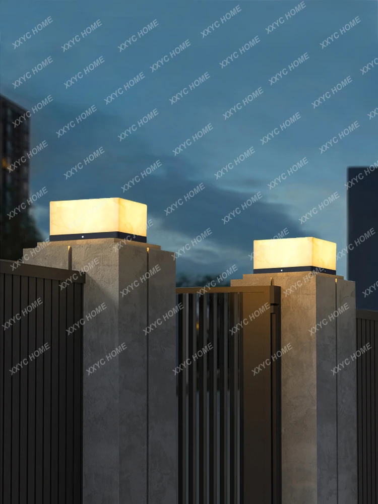 

Solar Pillar Lamp Outdoor Wall Garden Lamp Waterproof Villa's Door Headlamp Marble
