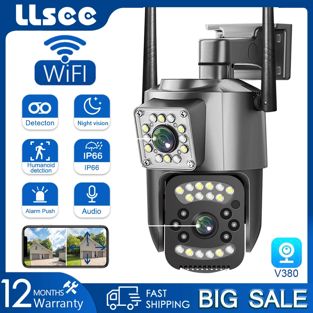 

LLSEE, CCTV WIFI camera, 4K, 8MP, CCTV wireless outdoor high-definition WIFI monitoring camera, IP security camera, waterproof