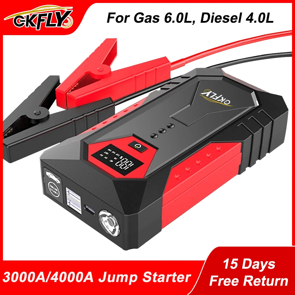 Car Jump Starter Jump Starter Car Battery Charger GKFLY 3000A/4000A Car Jump Starter Power Bank Petrol Diesel Car Battery Charger Starting For Auto Battery Booster