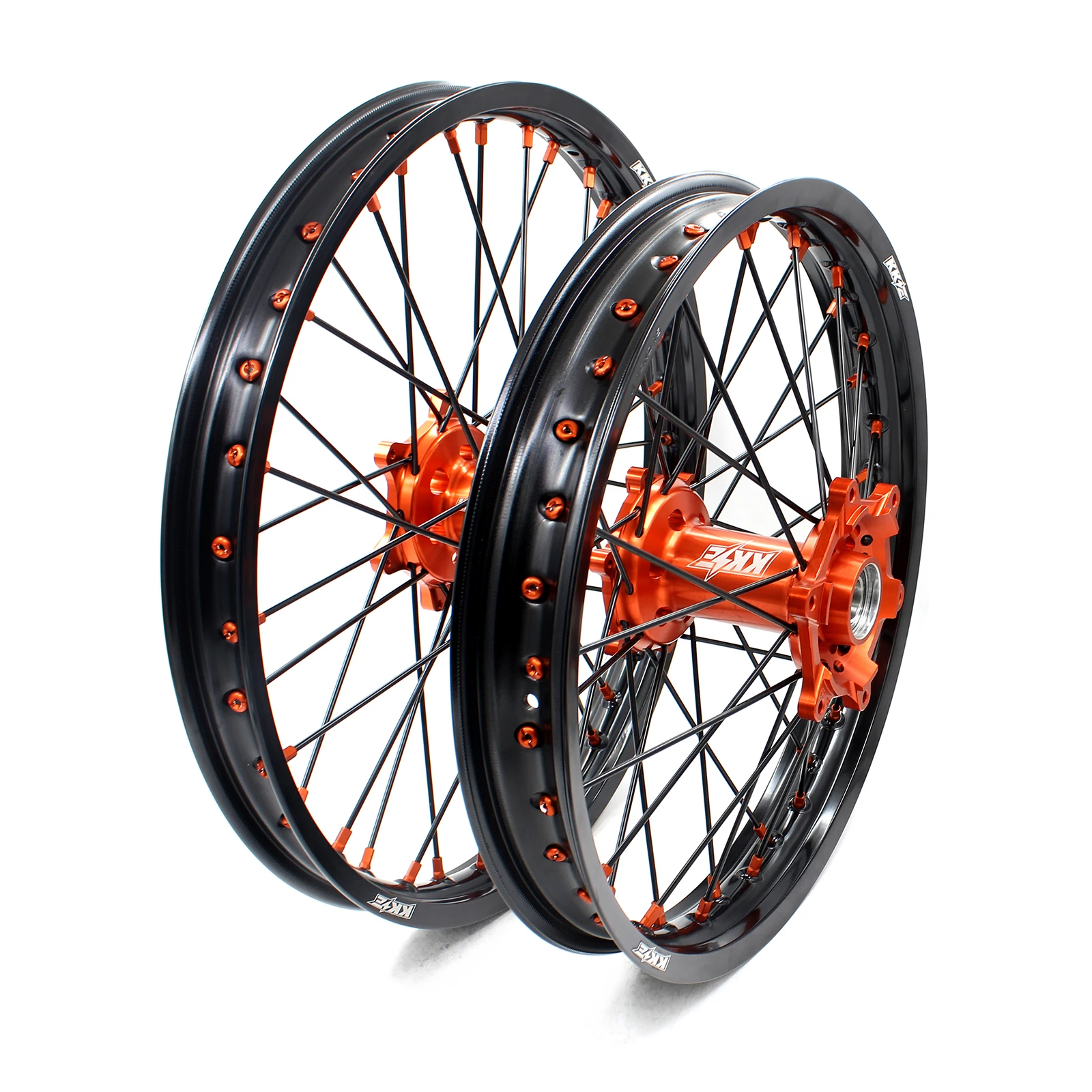 VMX 21/18 Enduro Casting Wheel Set Compatible With KTM EXC XC-W 2022 Silver Hub