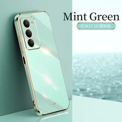 Square Plating Fashion Phone Cases - High - Quality Soft Silicone with Lens Protection & Luxury Back Cover Design - Redmi 15C 4G （173mm） (Mint Green)
