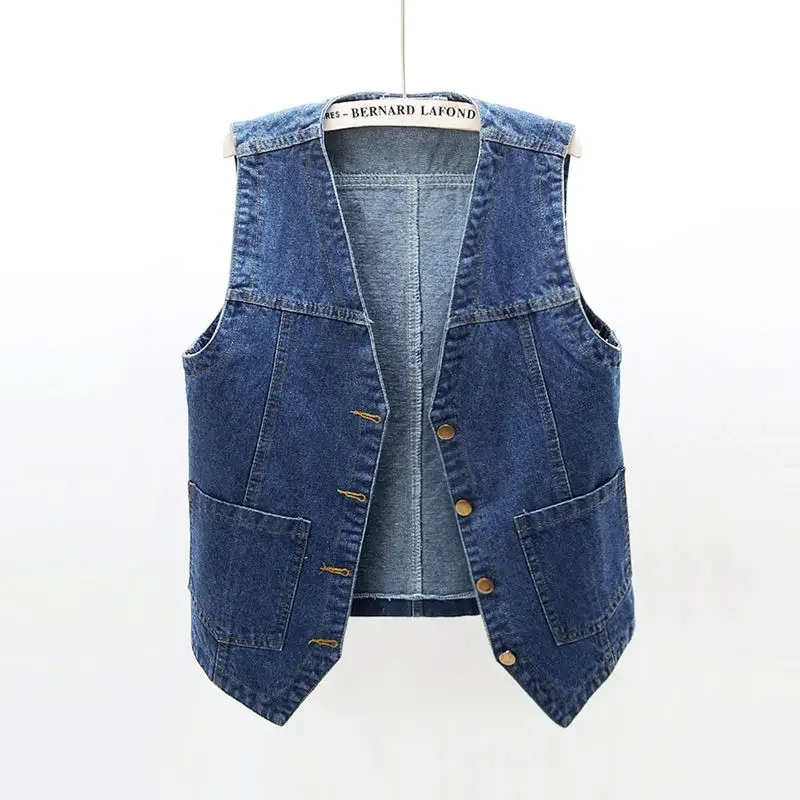 Woman Jacket Vest Spring Summer Denim Vest Women's Short Loose Sleeveless Coat Vest Chaleco Mujer 2