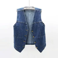 Woman Jacket Vest Spring Summer Denim Vest Women's Short Loose Sleeveless Coat Vest Chaleco Mujer 2