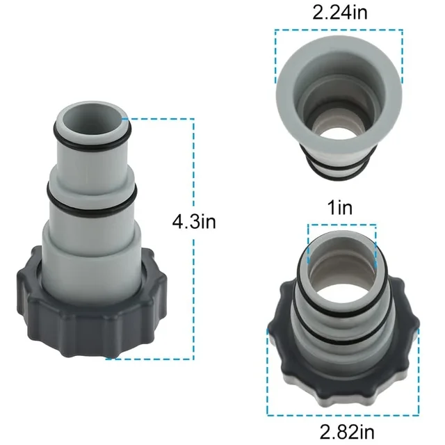 2Db Medence Tömlő Adapter Gallérral A Föld Feletti Úszómedence 1,5 "És 1,25" Az Intex Menetes Csatlakozáshoz Szivattyúk Dugattyú Szelephez - Image 2