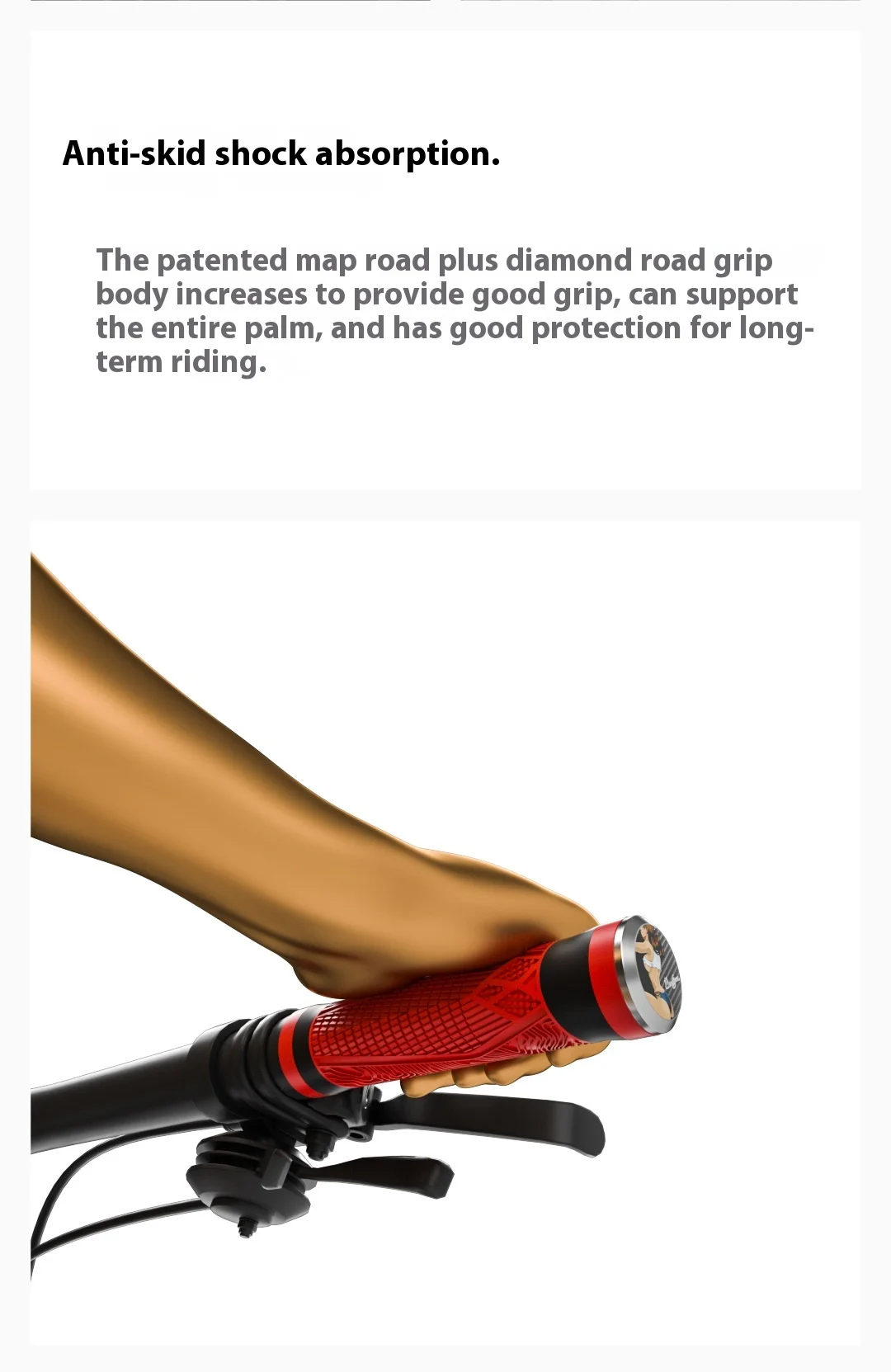 Description Picture 4 of itemNew Quality MTB Bike Handle Silicone Grips Flat Handlebar Bicycle Bar End Plugs Anti-Slip For MTB Road BMX Mountain Bike Parts