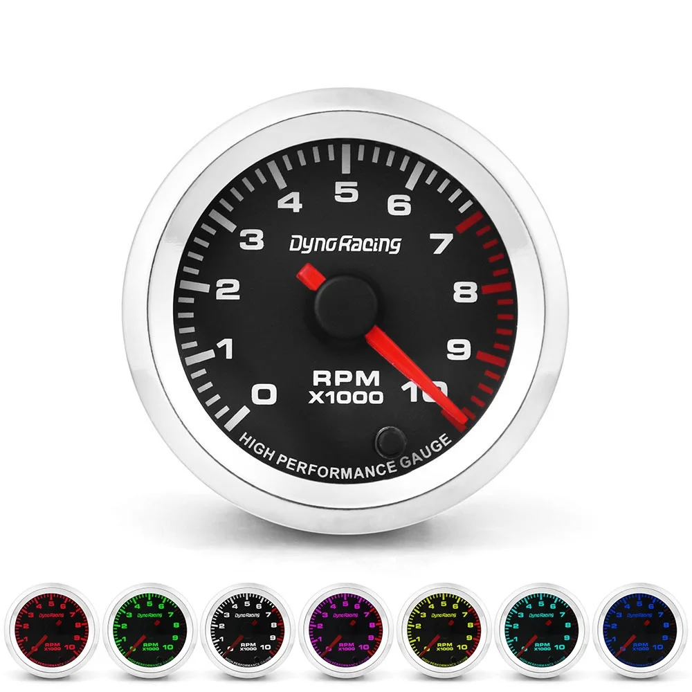 

52mm/2" Car Tachometer Gauge Tacho Meter 0-10000 RPM Measuring Range 7 Colors Backlight 12V Universal Revolution Meter