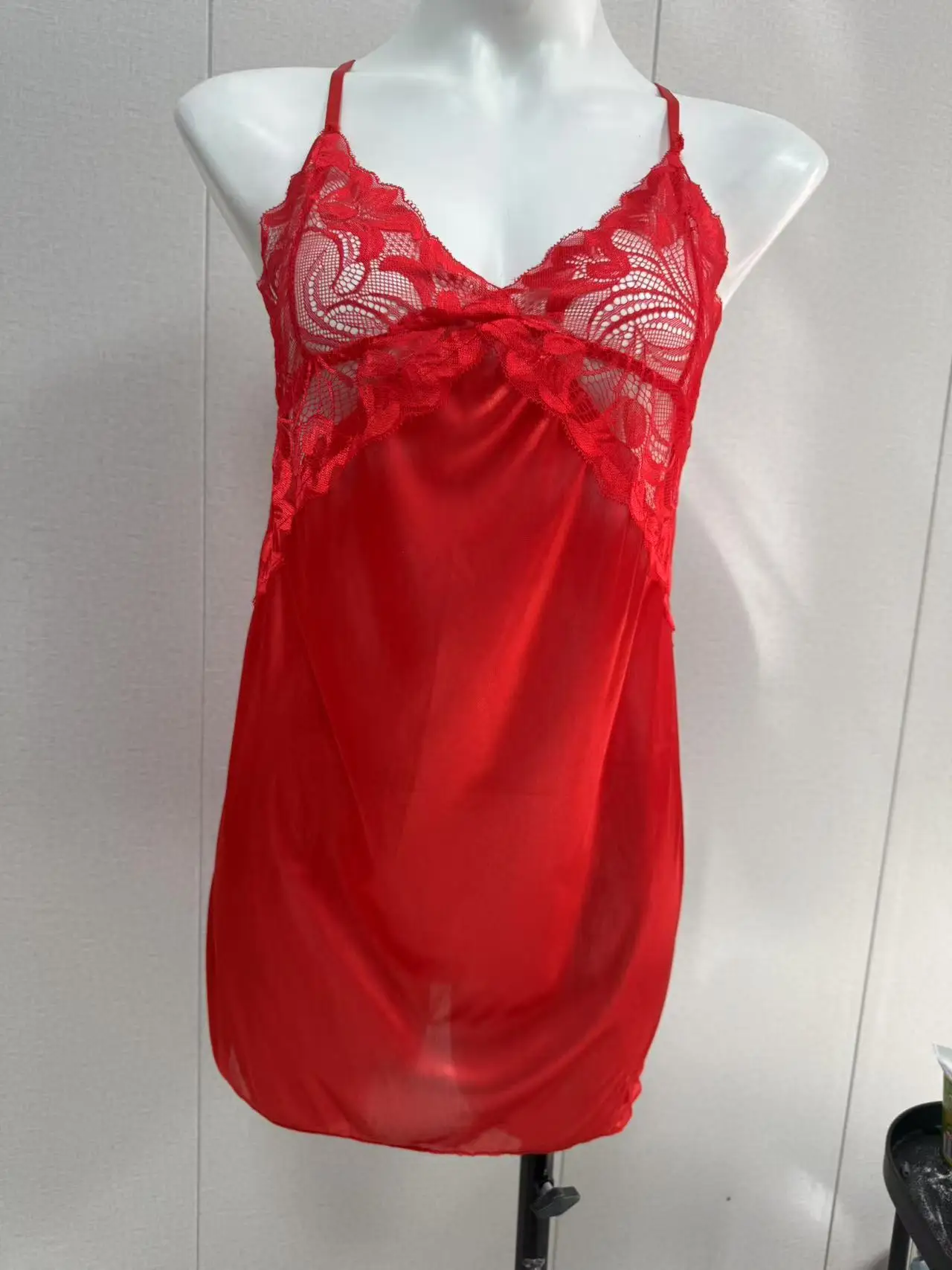 2025 New Sexy Lingerie Women's V Neck Nightwear Satin Sleepwear Lace Nightdress And Panty Pijamas Sets Female Sexy Nighty