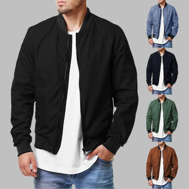 

New men's pilot jacket for spring and autumn casual fashion oversized men's zippered men's jacket 5XL men's clothing men's coat