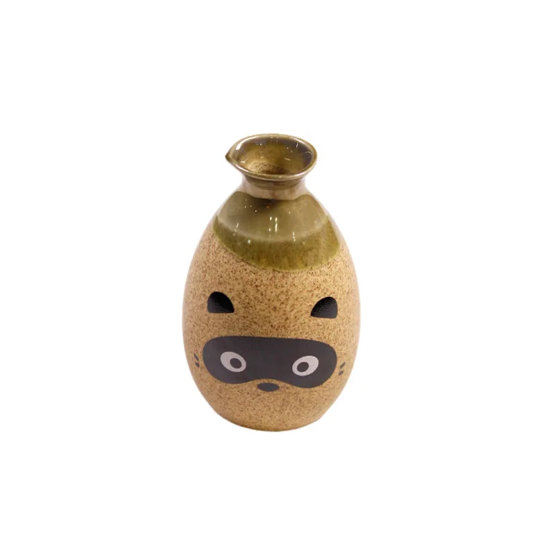 Japanese Sake Pot Kit Hand Painted Civet Cat Shochu Cup Set Retro Wine Ceramic Two Cups Barware for Gift Bar Sets Accessories ceramic sake set