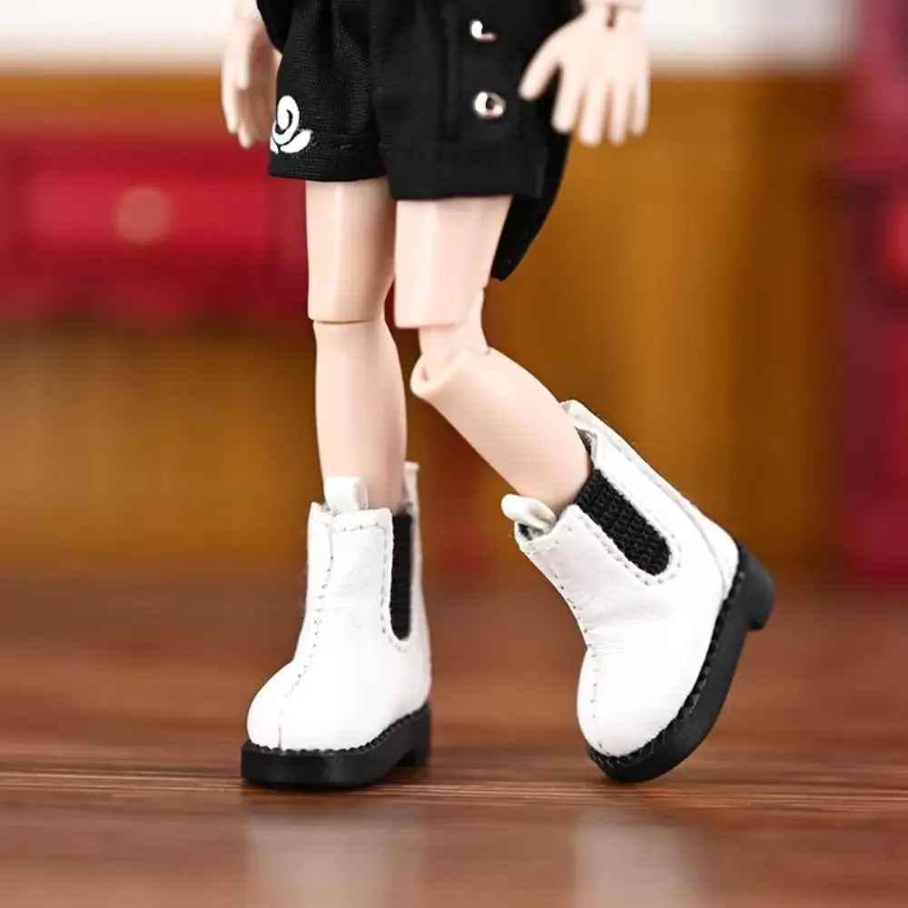 1pair Pretend Play Ob11 Doll High Top Shoes Casual Shoes Cute Outfit Doll Leather Shoes Boots Black Brown Handmade