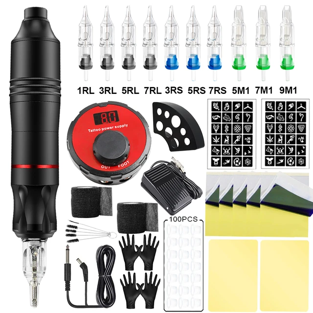 Complete Beginner Tattoo Kit Set Motor Pen Machine Usa Gun Power Supply  Needles - Tattoo Kits - AliExpress