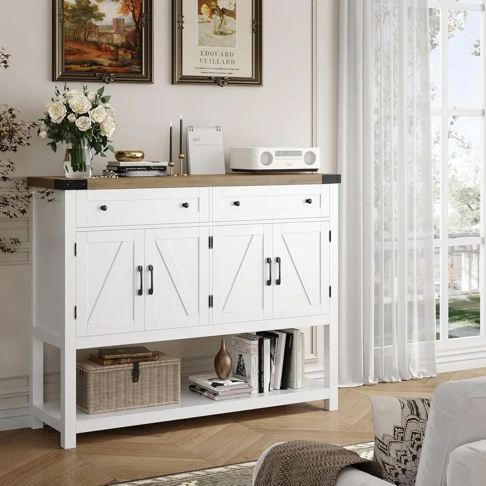 Buffet Sideboard Cabinet with Storage Modern Farmhouse Coffee Bar Drawers Barn Doors Console Table with Shelf for Kitchen sideboard furniture,kitchen cabinet organizer