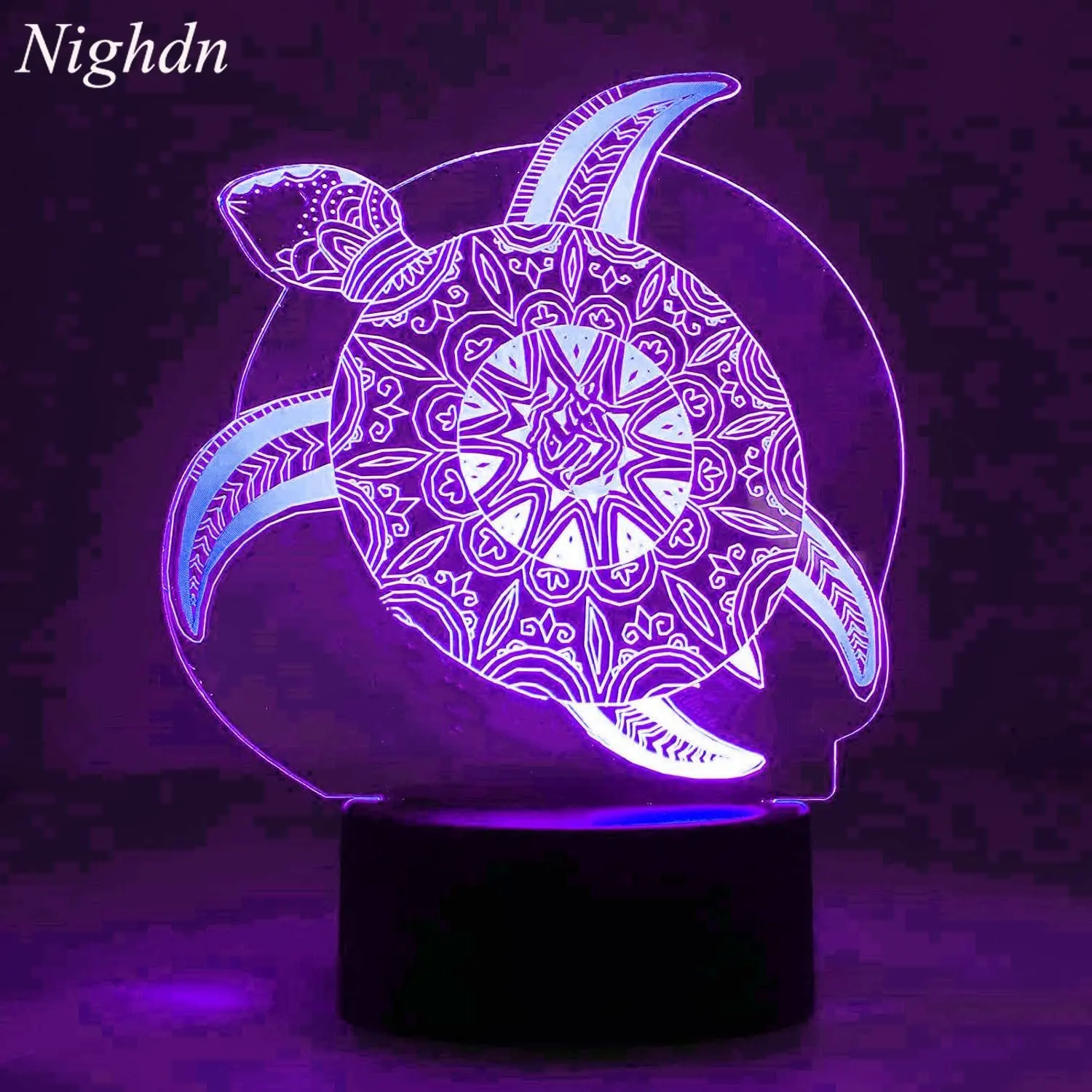 Nighdn 3d Turtle Lamp Illusion Led Night Light 7 Color Changing Table