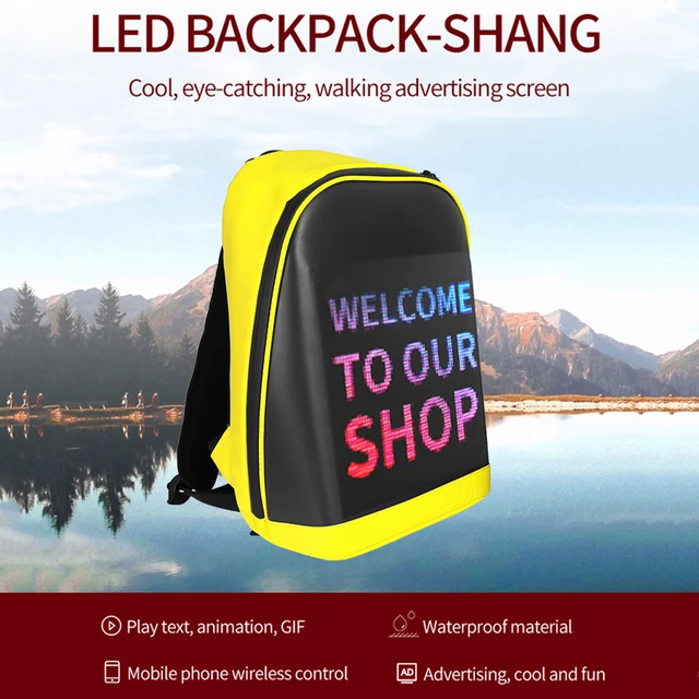 2021 Smart Led Mesh Pix Backpack LED Advertising Light Waterproof WiFi  Version Backpack Outdoor Climb Bag Walking Billboard Bags