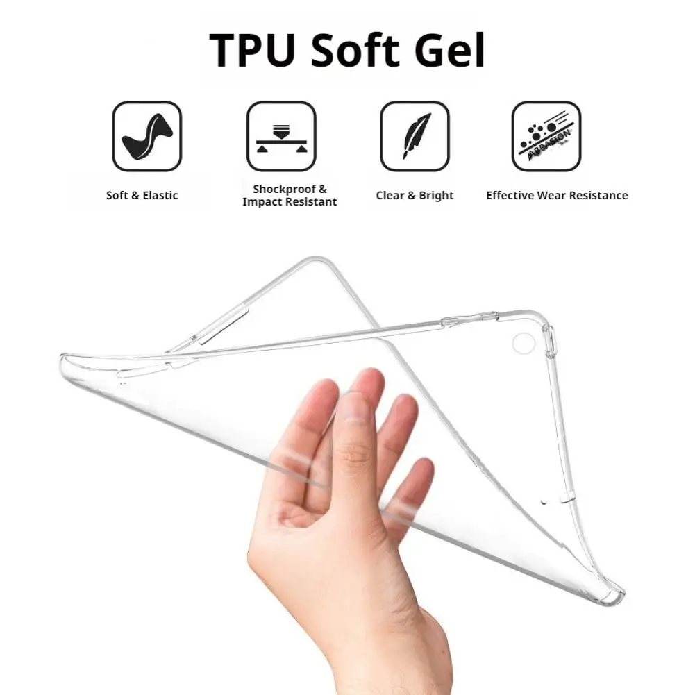 Clear TPU Shock-Absorbing Tablet Case with Reinforced Corners - Transparent Protective Cover