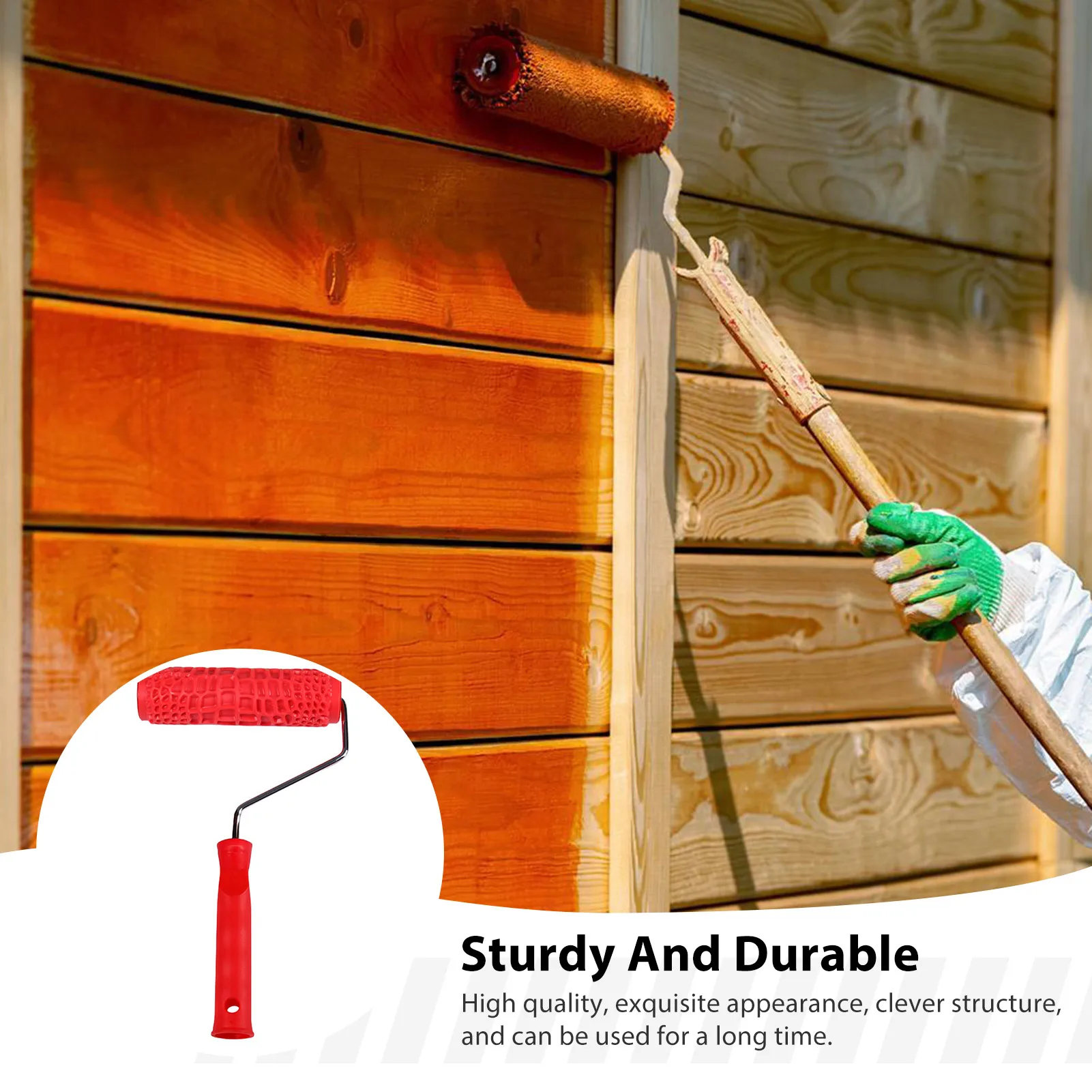 أسطوانة طلاء بمقبض بلاستيكي أحمر لفن الحائط المزخرف بنمط قرص العسل خفيف الوزن لتشطيب الجدار المزخرف