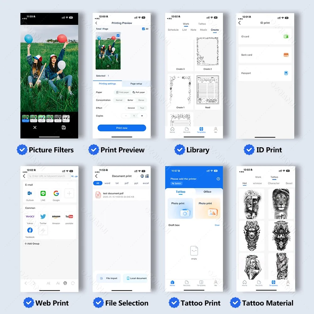 A4 Portable Thermal Printer Support A4 Thermal Paper Document Photos Wireless Bluetooth Mobile Travel Inkless Printer Case