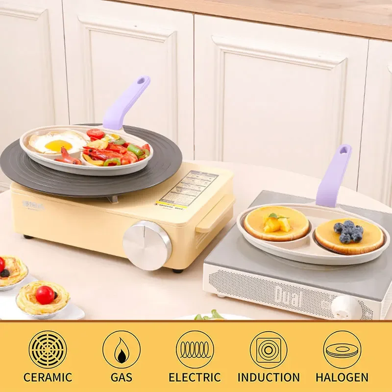 Small Fried Egg Pancake Pan 2-Cup Nonstick Egg Omelet Frying Pan Thickened Breakfast Burger Maker Steak Cooking Cookware