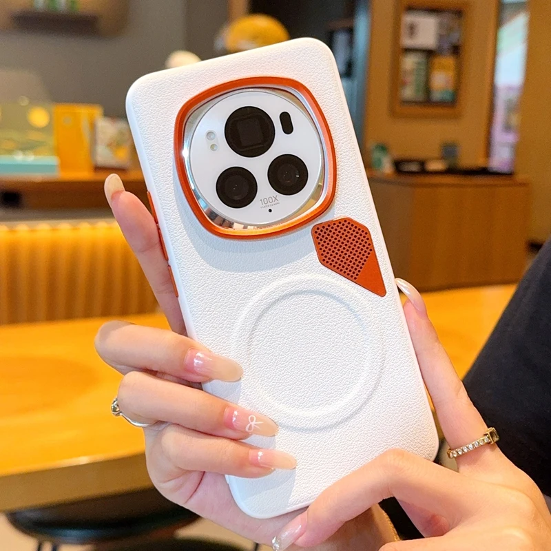 Enhanced Magnetic PU Leather & PC Heat Dissipation Case with Metal Camera Lens Protector