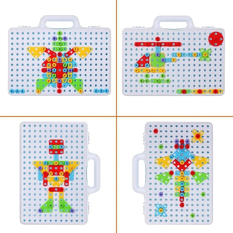 147PCS Children Toys Tool Set Electric Drill Screw Nut Drilling Assembly Puzzle Toys Pretend Play Montessori Educational