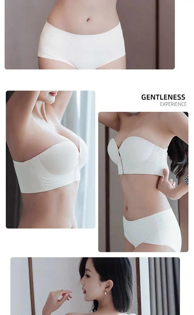 1Pc Sexy Front Closure Sexy Push Up Bra Women Invisible Bras Underwear Lingerie For Female Brassiere Strapless Seamless Bralette