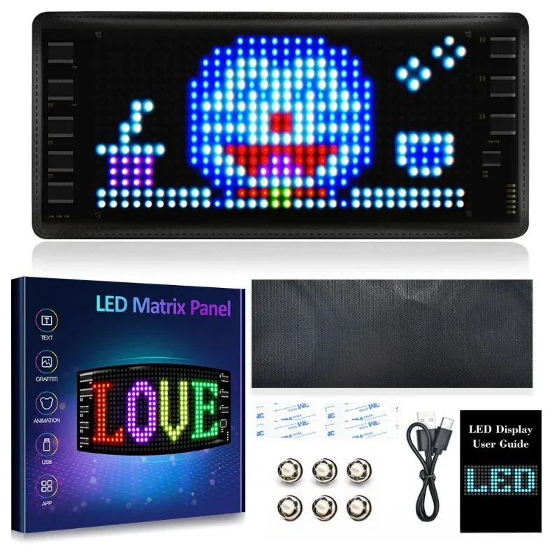 

LED Matrix Pixel Panel USB 5V Flexible Addressable RGB Pattern Graffiti Scrolling Text Animation Display Car Shop Screen Light