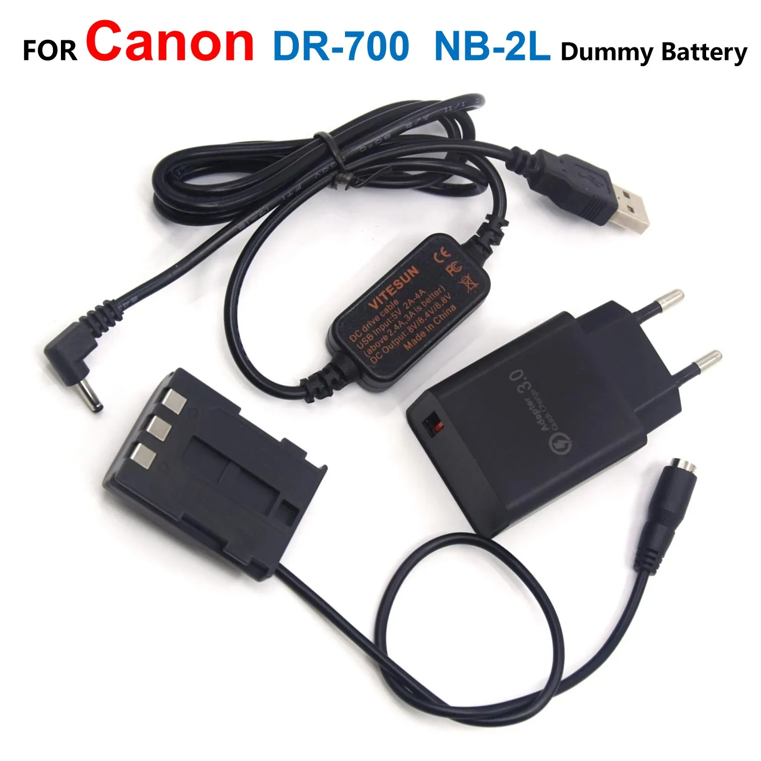 

DR-700 NB-2L 2LH Fake Battery+Power Bank USB Cable ACK-700+Charger For Canon S45 S60 S70 S80 S50 G7 G9 EOS 350D 400D Rebel XT